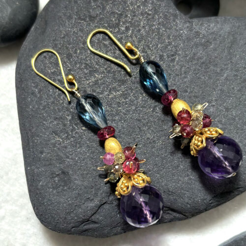 Amethyst, 18KT Gold, Sapphires, Tourmaline, and London Blue Topaz