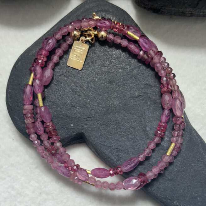 Pink Sapphires,  Tourmaline and 18KT Gold Convertible