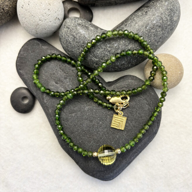 Lemon Quartz and Chrome Diopside Earrings